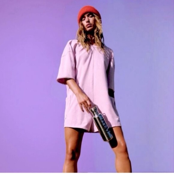 Free People Movement Hot Shot Tee Romper Lilac Sz Various - Picture 1 of 10